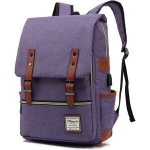 MancioVintage Laptop Backpack purple USB Charging Port for Women Travelling, bag